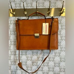 Sturdy Leather Laptop Briefcase Bag NWT